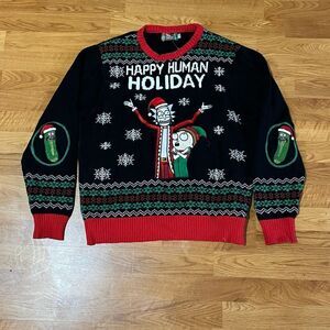 Spencer's Rick and Morty Christmas Sweater Happy Human Holiday Unisex Size: XL